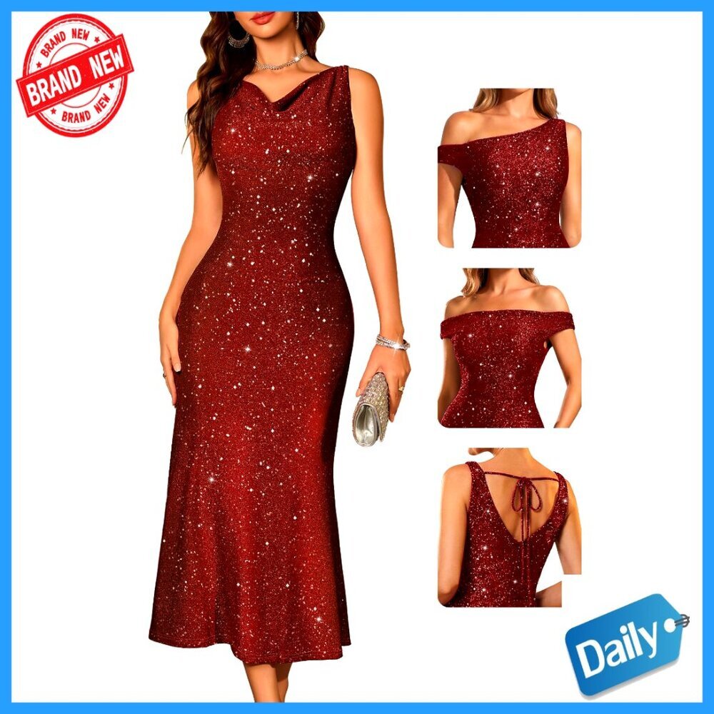Sequin Bodycon Dress Formal Prom Wedding Guest Cocktail Evening Elegant